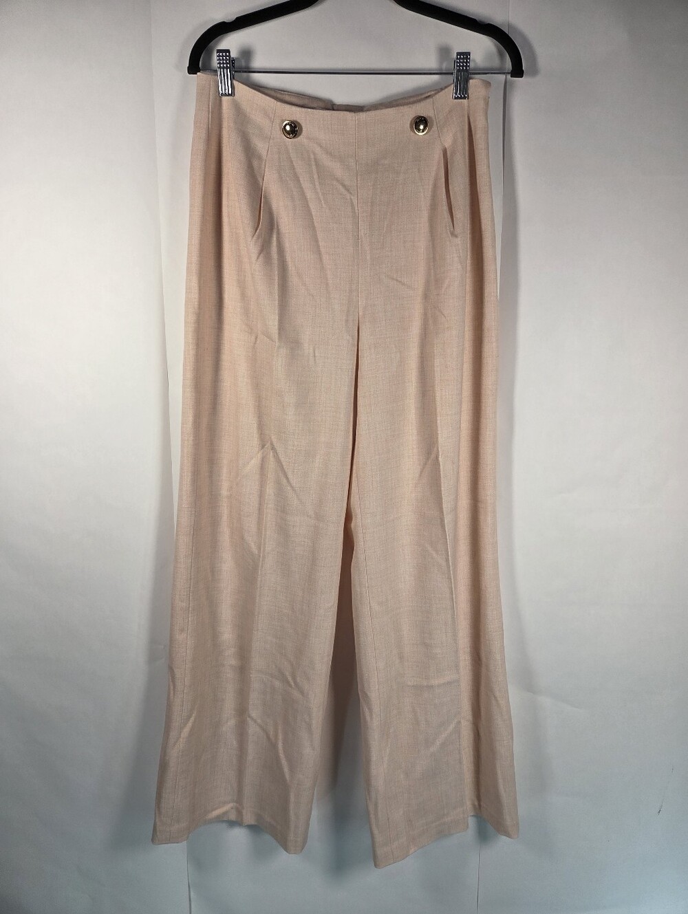 MICHAEL Michael Kors Pale Blush Wide Leg Pants with Gold Buttons